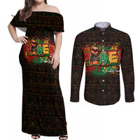 Personalized Power African Couples Matching Off Shoulder Maxi Dress and Long Sleeve Button Shirt - Wonder Print Shop