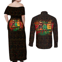 Personalized Power African Couples Matching Off Shoulder Maxi Dress and Long Sleeve Button Shirt - Wonder Print Shop