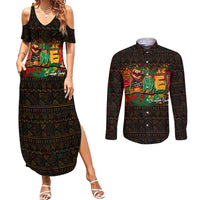 Personalized Power African Couples Matching Summer Maxi Dress and Long Sleeve Button Shirt - Wonder Print Shop