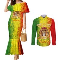 King's African Spirit Couples Matching Mermaid Dress and Long Sleeve Button Shirt Heart of A Lion
