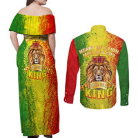 King's African Spirit Couples Matching Off Shoulder Maxi Dress and Long Sleeve Button Shirt Heart of A Lion - Wonder Print Shop