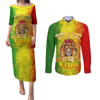 King's African Spirit Couples Matching Puletasi and Long Sleeve Button Shirt Heart of A Lion - Wonder Print Shop