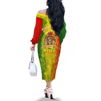 King's African Spirit Family Matching Off Shoulder Long Sleeve Dress and Hawaiian Shirt Heart of A Lion - Wonder Print Shop