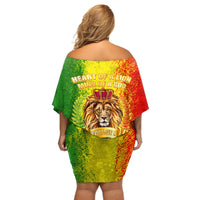 King's African Spirit Off Shoulder Short Dress Heart of A Lion - Wonder Print Shop