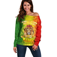 King's African Spirit Off Shoulder Sweater Heart of A Lion - Wonder Print Shop