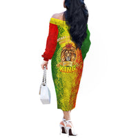 King's African Spirit Off The Shoulder Long Sleeve Dress Heart of A Lion - Wonder Print Shop