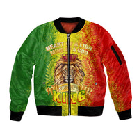King's African Spirit Sleeve Zip Bomber Jacket Heart of A Lion - Wonder Print Shop