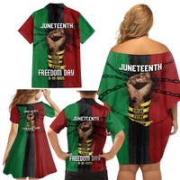 Juneteenth Freedom Day Family Matching Off Shoulder Short Dress and Hawaiian Shirt Black Pride Month - Wonder Print Shop