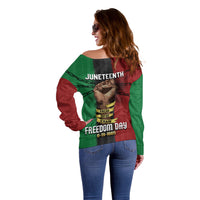 Juneteenth Freedom Day Off Shoulder Sweater Black Pride Month - Wonder Print Shop