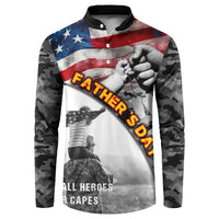 Father's Day Veteran Button Sweatshirt American Flag - Wonder Print Shop