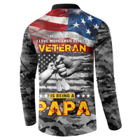 Father's Day Veteran Button Sweatshirt American Flag - Wonder Print Shop