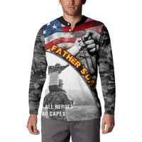 Father's Day Veteran Button Sweatshirt American Flag - Wonder Print Shop