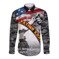 Father's Day Veteran Long Sleeve Button Shirt American Flag - Wonder Print Shop