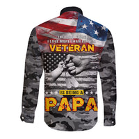 Father's Day Veteran Long Sleeve Button Shirt American Flag - Wonder Print Shop