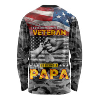 Father's Day Veteran Long Sleeve Shirt American Flag - Wonder Print Shop