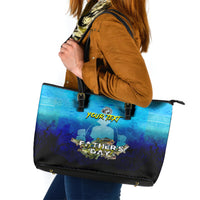 Personalized Father's Day Bass Fishing Leather Tote Bag Son and Daughter - Wonder Print Shop