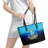 Personalized Father's Day Bass Fishing Leather Tote Bag Son and Daughter - Wonder Print Shop