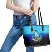 Personalized Father's Day Bass Fishing Leather Tote Bag Son and Daughter - Wonder Print Shop
