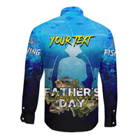Personalized Father's Day Bass Fishing Long Sleeve Button Shirt Son and Daughter - Wonder Print Shop