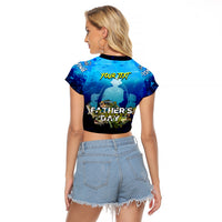 Personalized Father's Day Bass Fishing Raglan Cropped T Shirt Son and Daughter - Wonder Print Shop