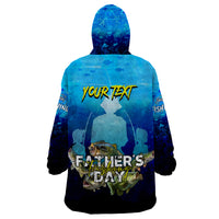 Personalized Father's Day Bass Fishing Wearable Blanket Hoodie Son and Daughter - Wonder Print Shop