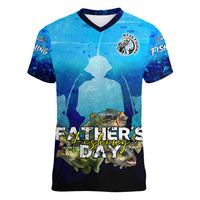Personalized Father's Day Bass Fishing Women V-Neck T-Shirt Son and Daughter - Wonder Print Shop