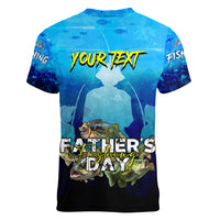 Personalized Father's Day Bass Fishing Women V-Neck T-Shirt Son and Daughter - Wonder Print Shop