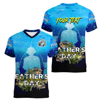 Personalized Father's Day Bass Fishing Women V-Neck T-Shirt Son and Daughter - Wonder Print Shop