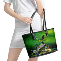 Father's Day Bass Fishing Leather Tote Bag Best Dad Ever - Wonder Print Shop