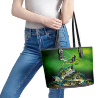 Father's Day Bass Fishing Leather Tote Bag Best Dad Ever - Wonder Print Shop