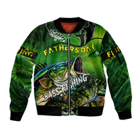 Father's Day Bass Fishing Sleeve Zip Bomber Jacket Best Dad Ever - Wonder Print Shop