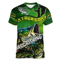 Father's Day Bass Fishing Women V-Neck T-Shirt Best Dad Ever - Wonder Print Shop