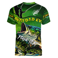 Father's Day Bass Fishing Women V-Neck T-Shirt Best Dad Ever - Wonder Print Shop