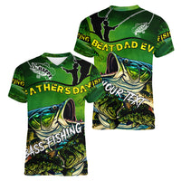 Father's Day Bass Fishing Women V-Neck T-Shirt Best Dad Ever - Wonder Print Shop