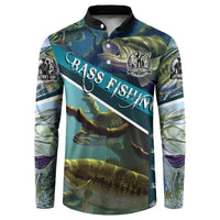 Happy Father's Day Bass Fishing Button Sweatshirt Dad and Son - Wonder Print Shop