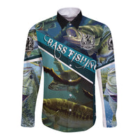 Happy Father's Day Bass Fishing Long Sleeve Button Shirt Dad and Son - Wonder Print Shop