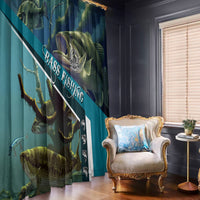 Happy Father's Day Bass Fishing Window Curtain Dad and Son - Wonder Print Shop