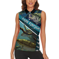 Happy Father's Day Bass Fishing Women Sleeveless Polo Shirt Dad and Son - Wonder Print Shop
