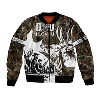 Happy Father's Day Deer Hunting Sleeve Zip Bomber Jacket Dad I Love You - Wonder Print Shop