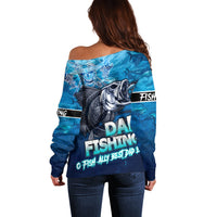 Personalized Father's Day Dad Fishing Skull Fisherman Off Shoulder Sweater O Fish Ally Best Dad Ever - Wonder Print Shop