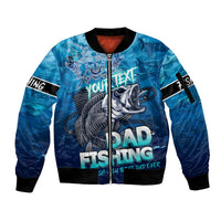 Personalized Father's Day Dad Fishing Skull Fisherman Sleeve Zip Bomber Jacket O Fish Ally Best Dad Ever - Wonder Print Shop