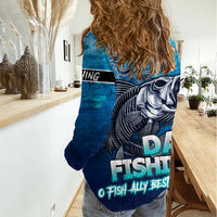 Personalized Father's Day Dad Fishing Skull Fisherman Women Casual Shirt O Fish Ally Best Dad Ever - Wonder Print Shop