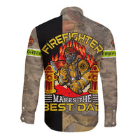 Firefighter Make The Best Dad Long Sleeve Button Shirt Father's Day - Wonder Print Shop