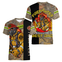 Firefighter Make The Best Dad Women V-Neck T-Shirt Father's Day - Wonder Print Shop