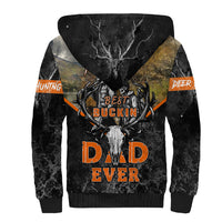 Father's Day Skull Deer Hunting Sherpa Hoodie Best Buckin Dad Ever - Wonder Print Shop