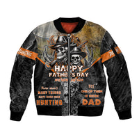 Father's Day Skull Deer Hunting Sleeve Zip Bomber Jacket Best Buckin Dad Ever - Wonder Print Shop
