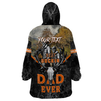 Father's Day Skull Deer Hunting Wearable Blanket Hoodie Best Buckin Dad Ever - Wonder Print Shop