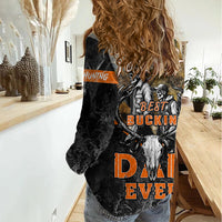 Father's Day Skull Deer Hunting Women Casual Shirt Best Buckin Dad Ever - Wonder Print Shop