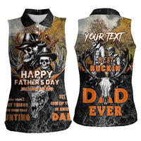 Father's Day Skull Deer Hunting Women Sleeveless Polo Shirt Best Buckin Dad Ever - Wonder Print Shop