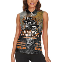 Father's Day Skull Deer Hunting Women Sleeveless Polo Shirt Best Buckin Dad Ever - Wonder Print Shop